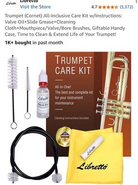 Trumpet Care Kit — Yellow Cleaning Cloth & Maintenance Accessories